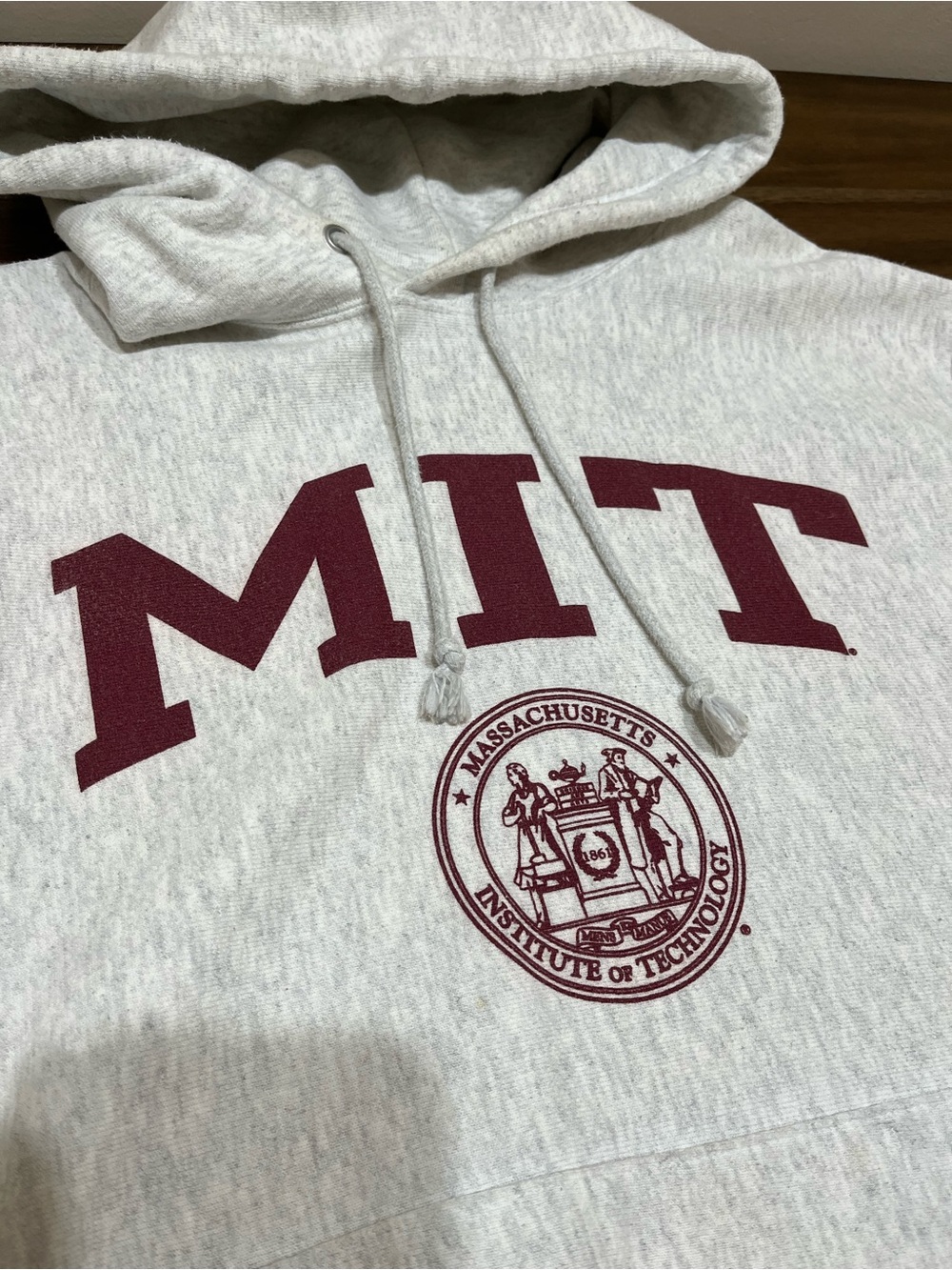 Vintage Champion MIT College Hoodie Grey & Maroon